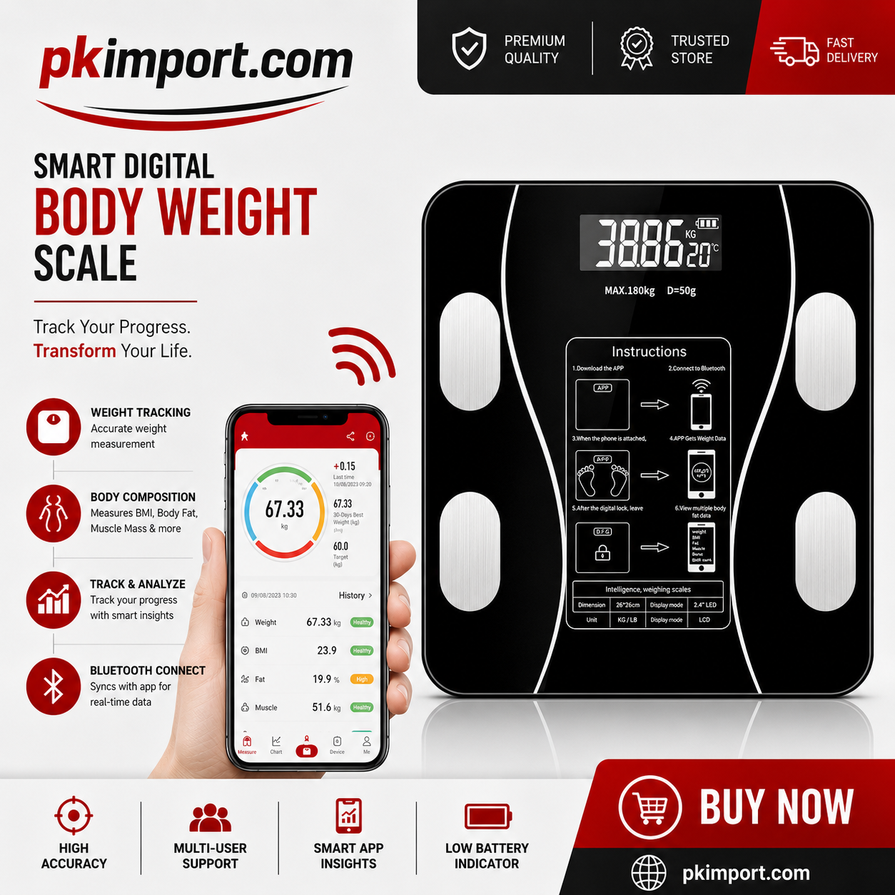 Smart Digital Body Weight Scale with LCD Display