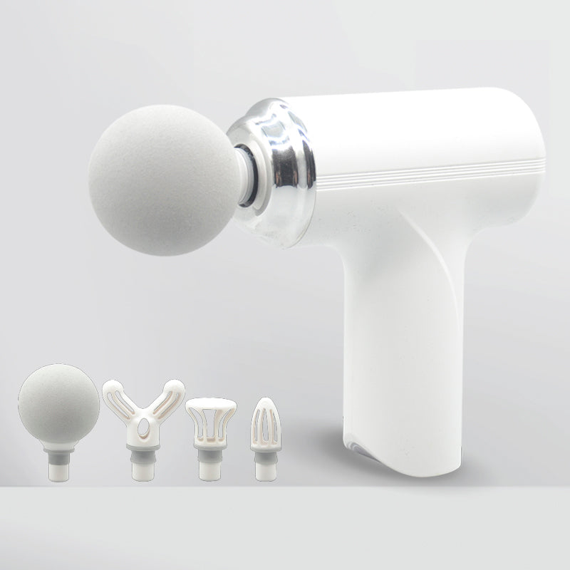 Massage gun used on shoulder muscles